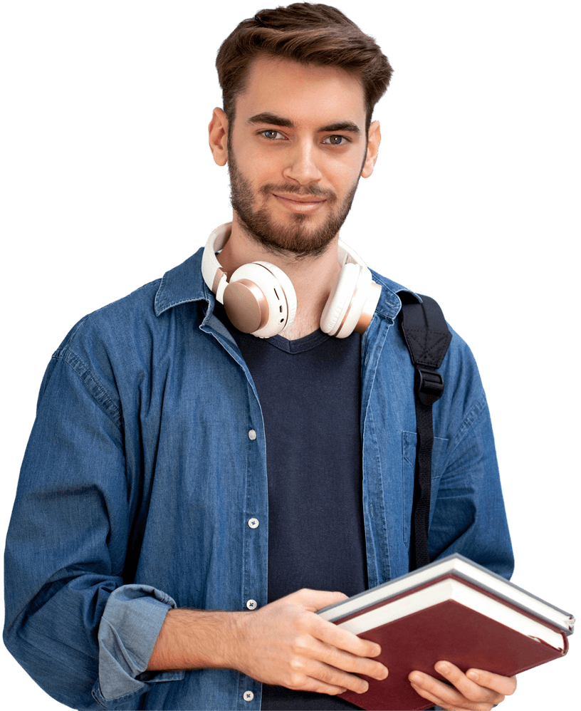 Student holding books ready to study abroad