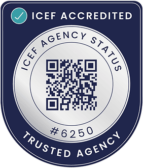 ICEF accreditation badge for Zest Global Education